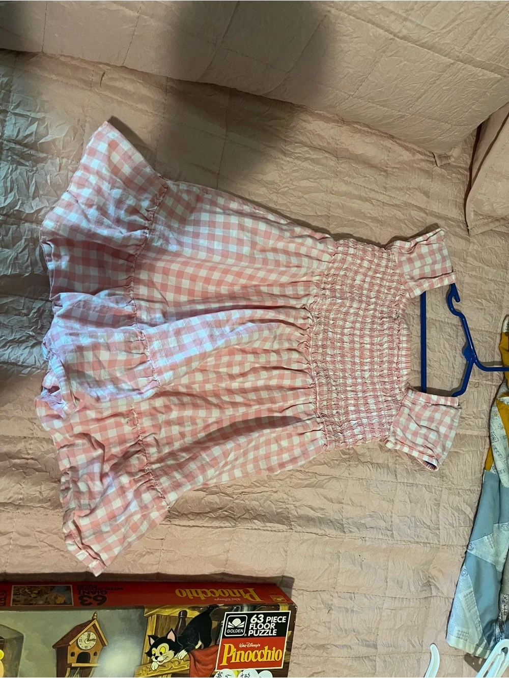 The Children's Place Pink Gingham Smocked Casual Dress - Picture 2 of 2